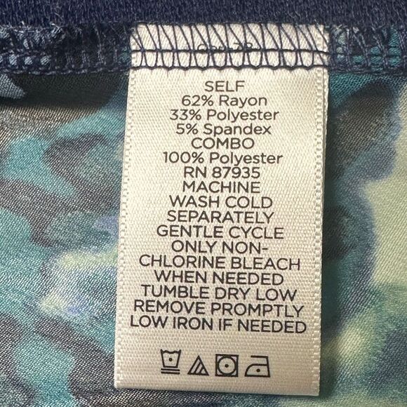 Logo Lounge Vest Women's Sz XS Indigo Multicolor Sheer‎ Back Watercolor Print - Picture 6 of 8